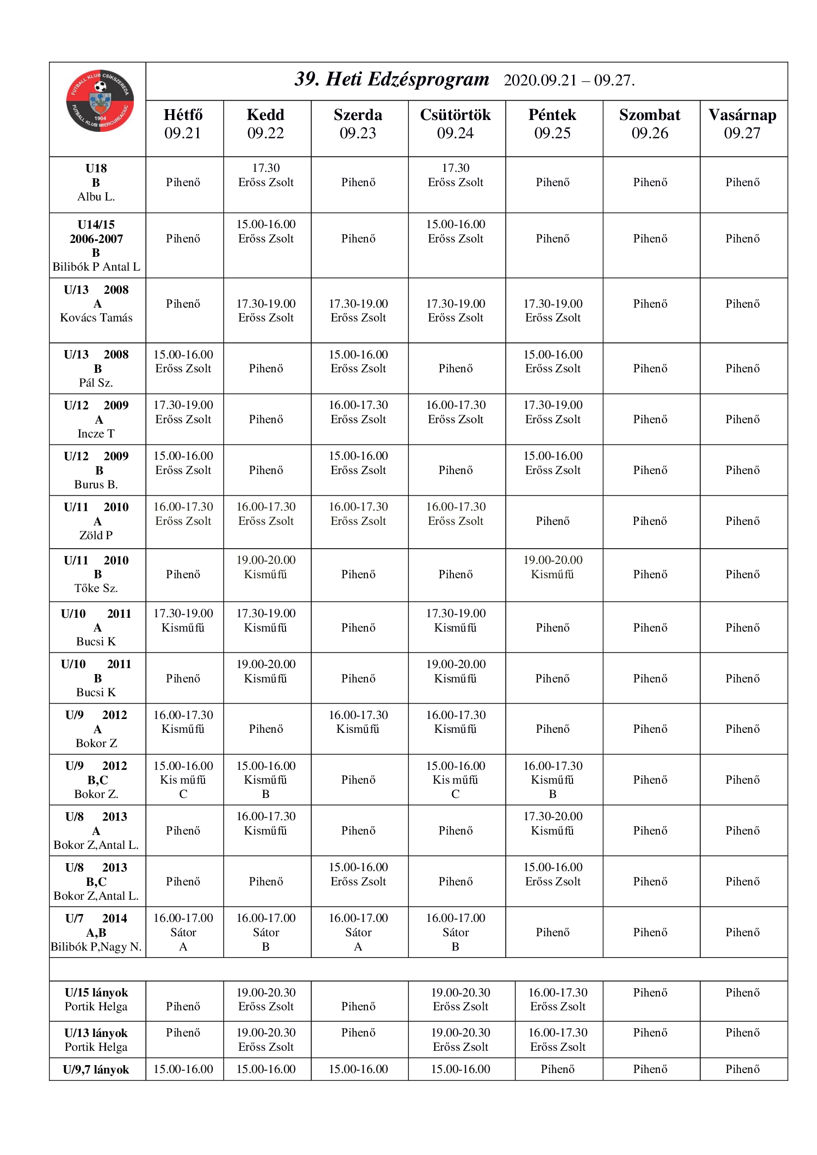 Heti program