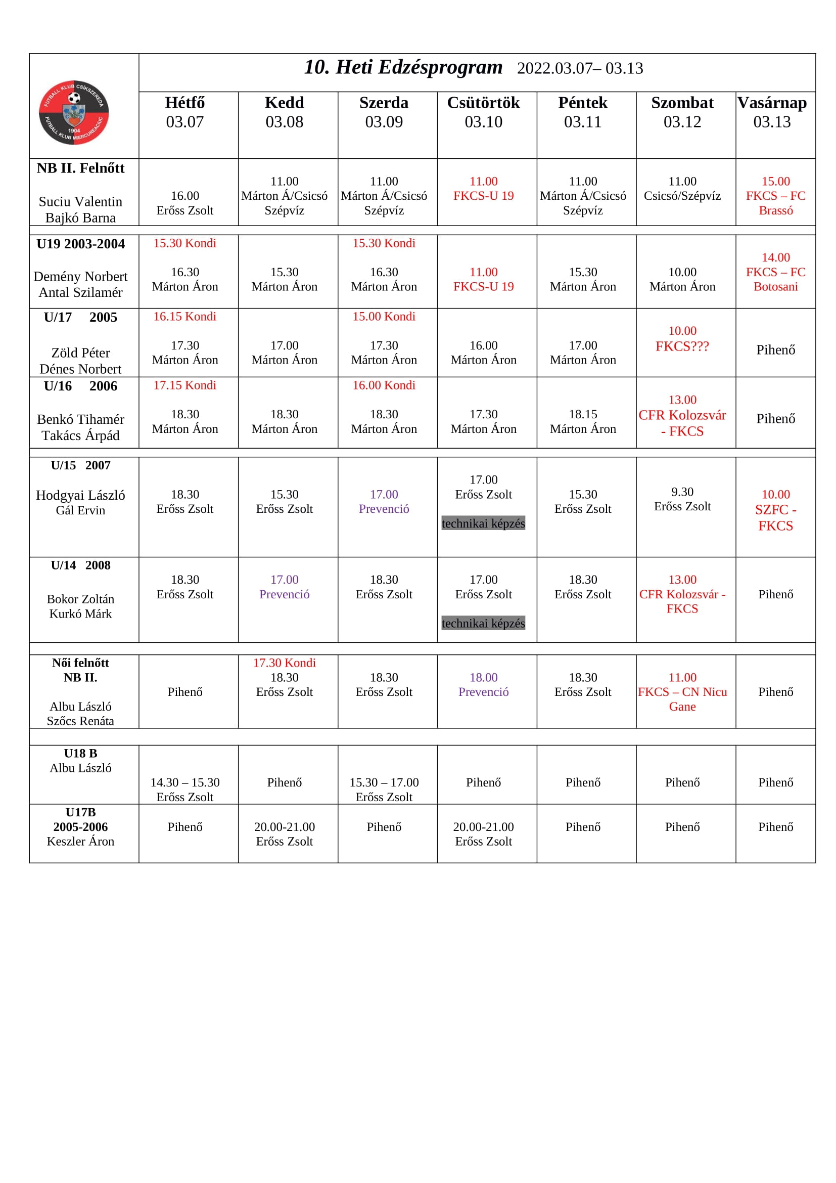 Heti program