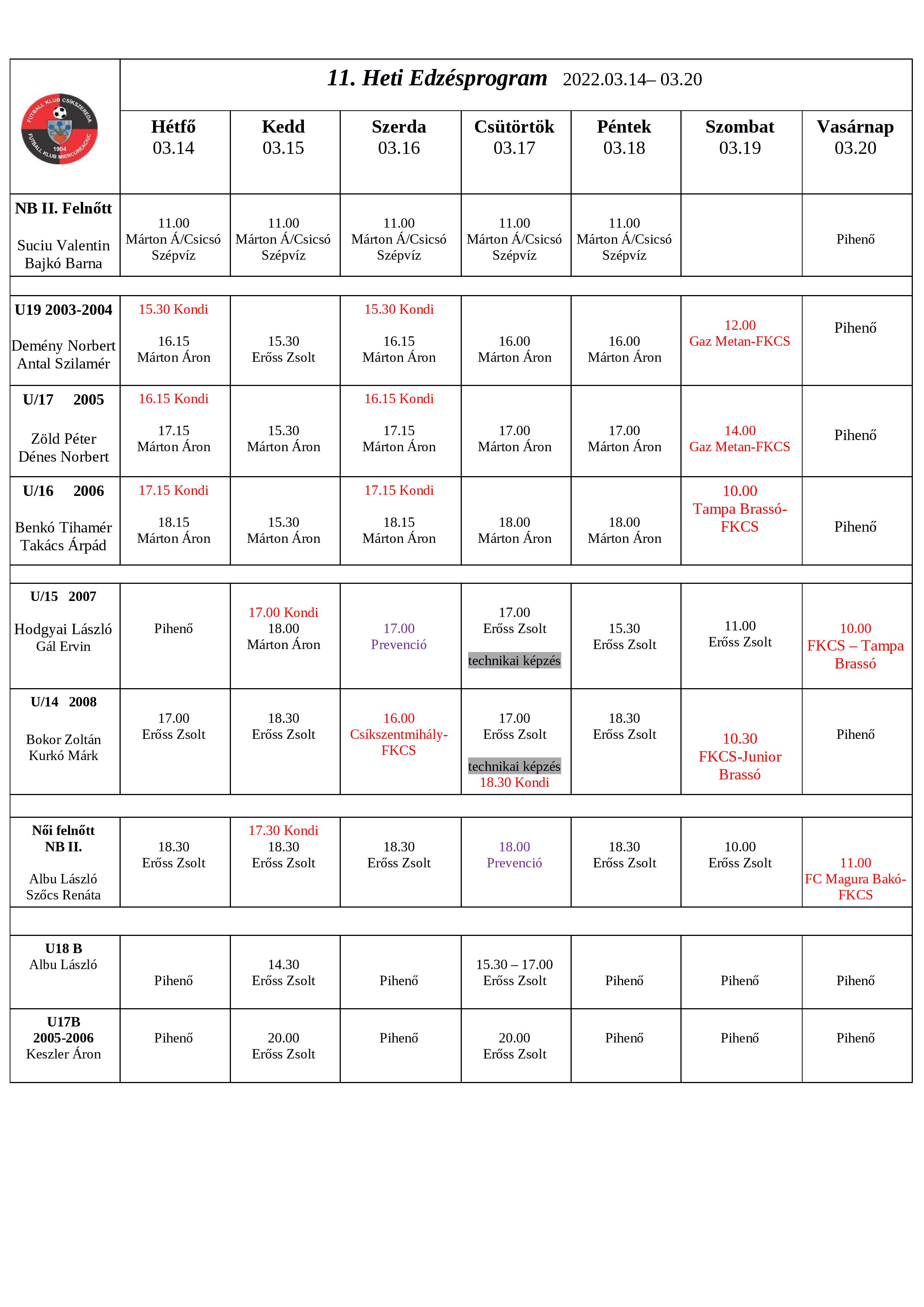 Heti program