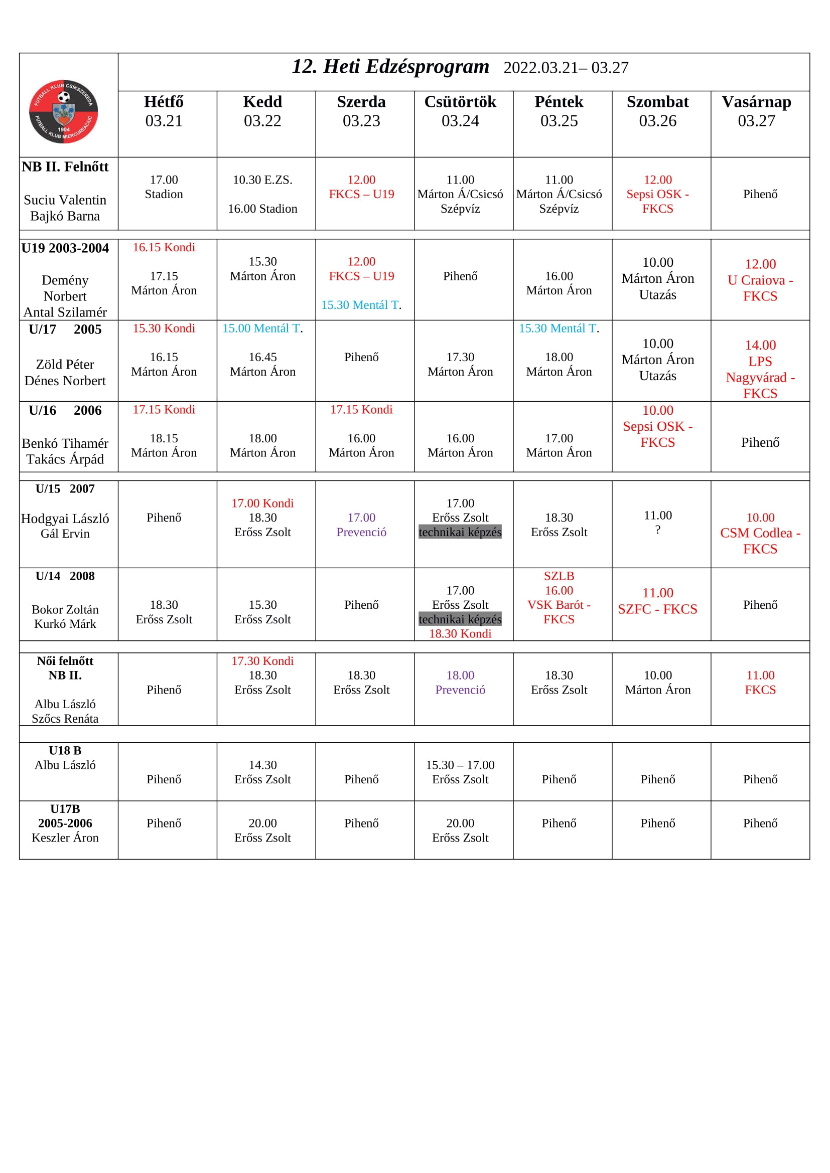 Heti program