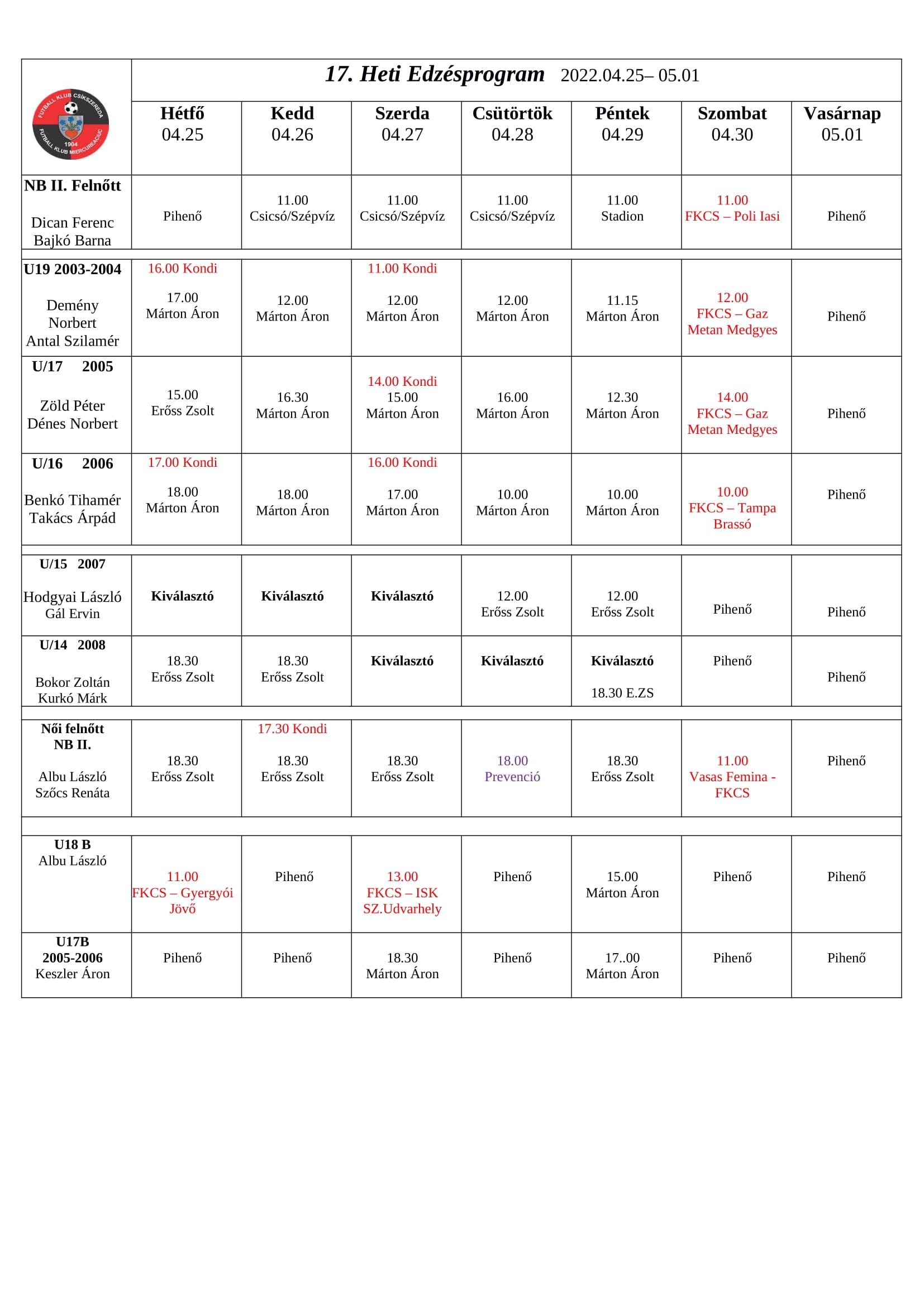 Heti program