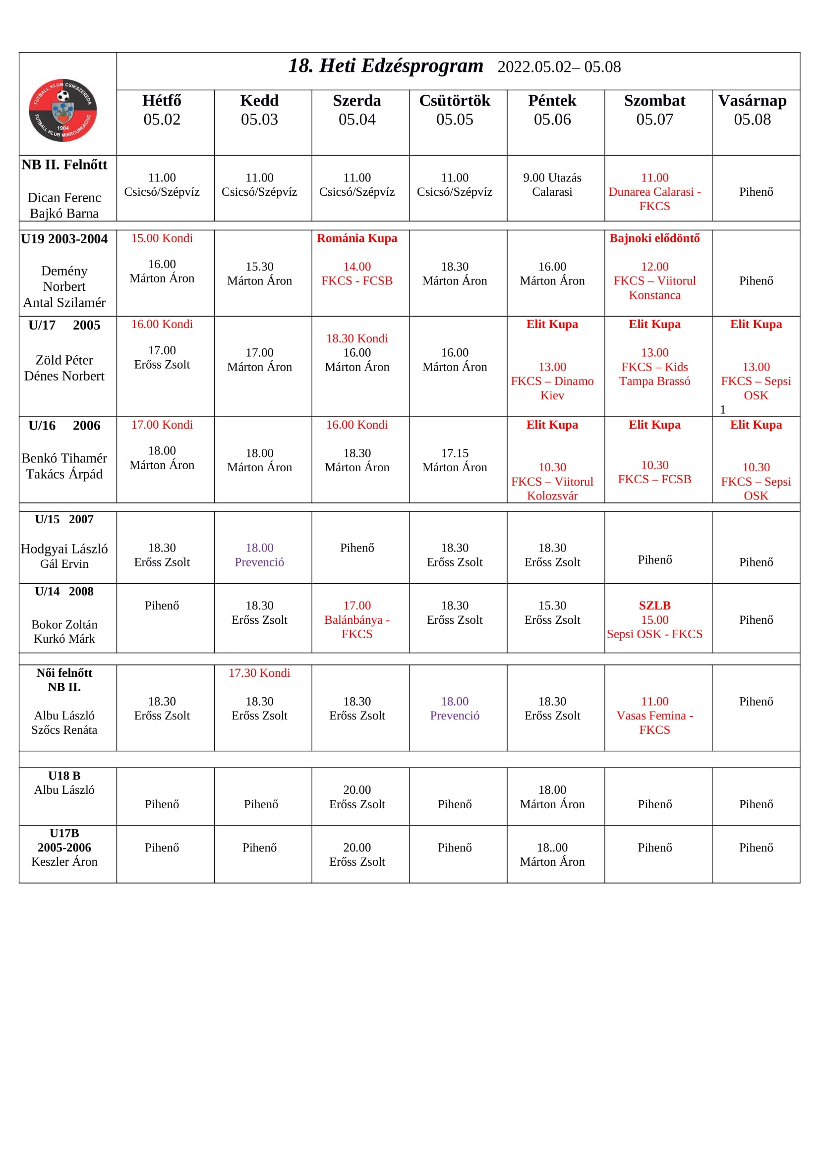 Heti program