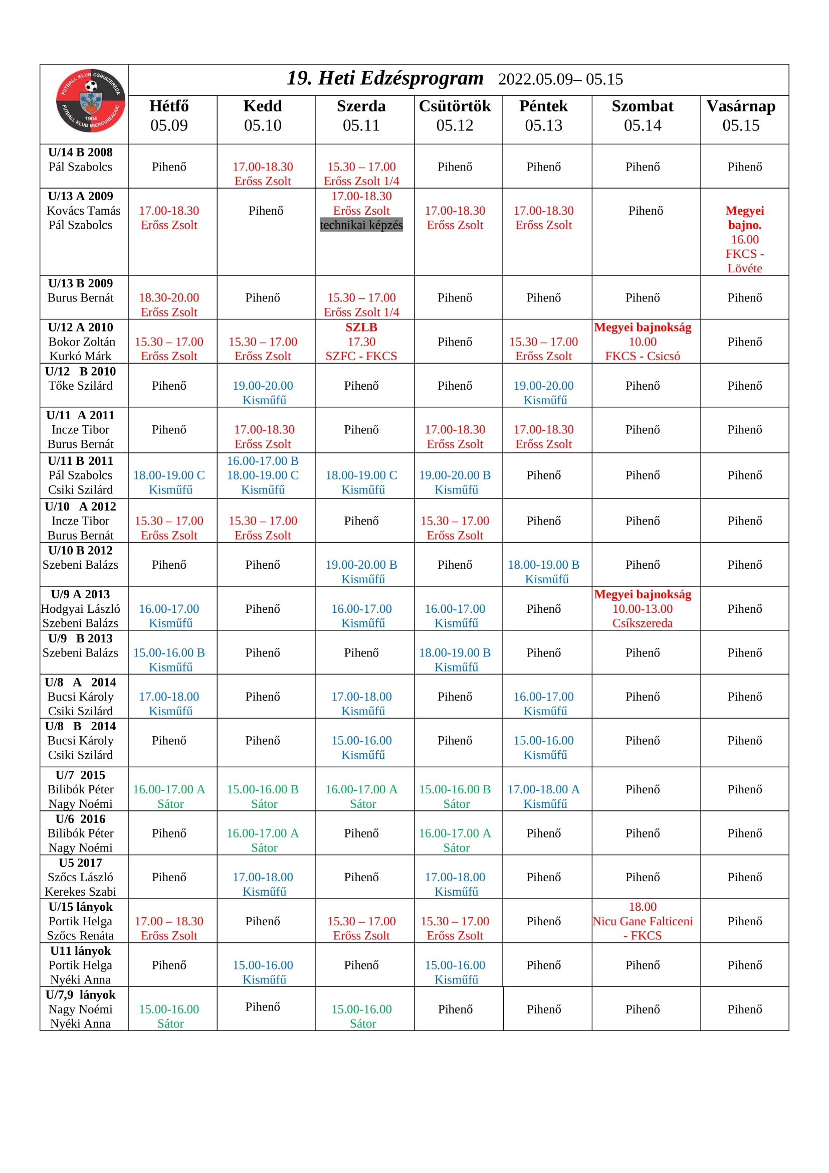 Heti program