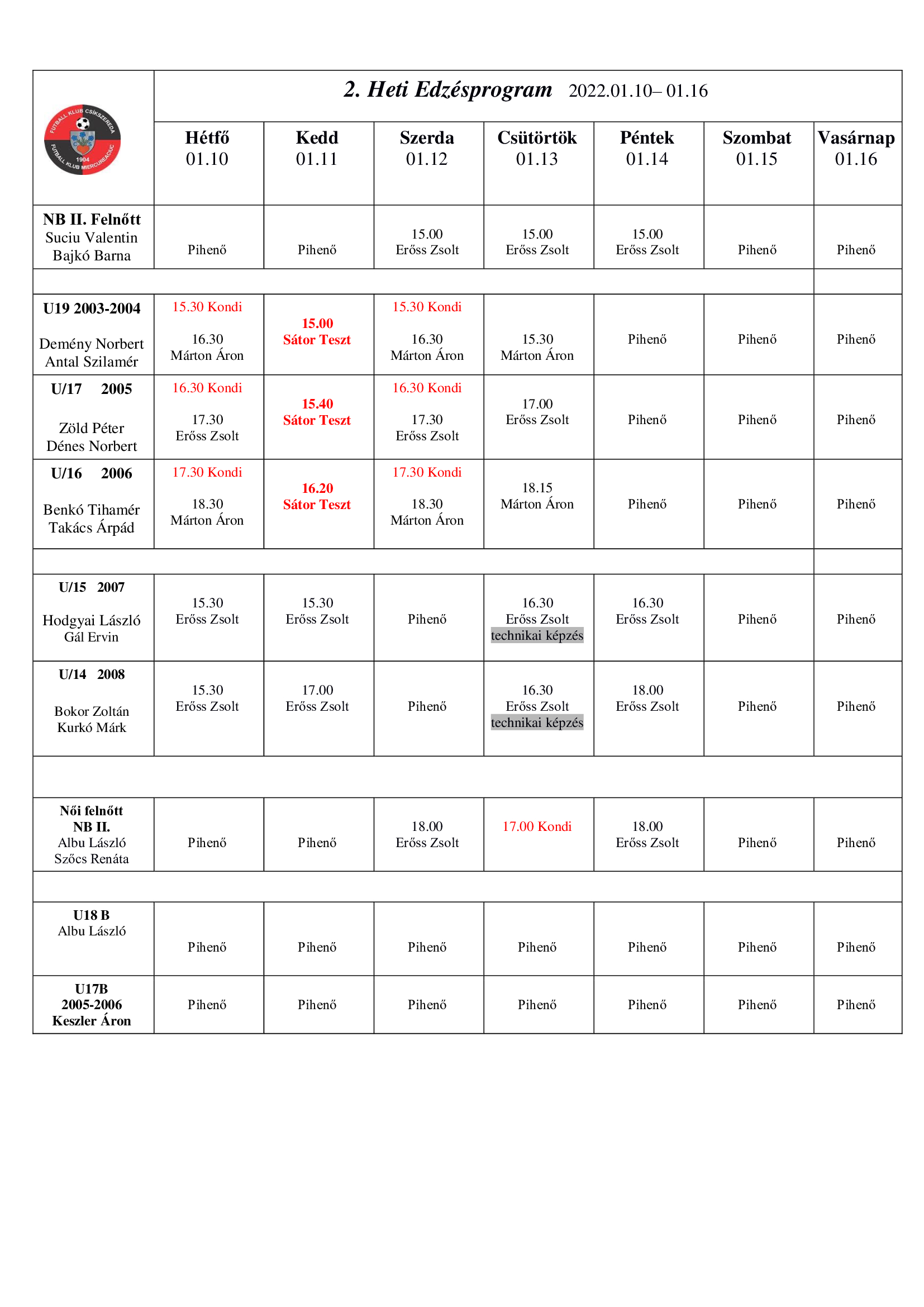 Heti program