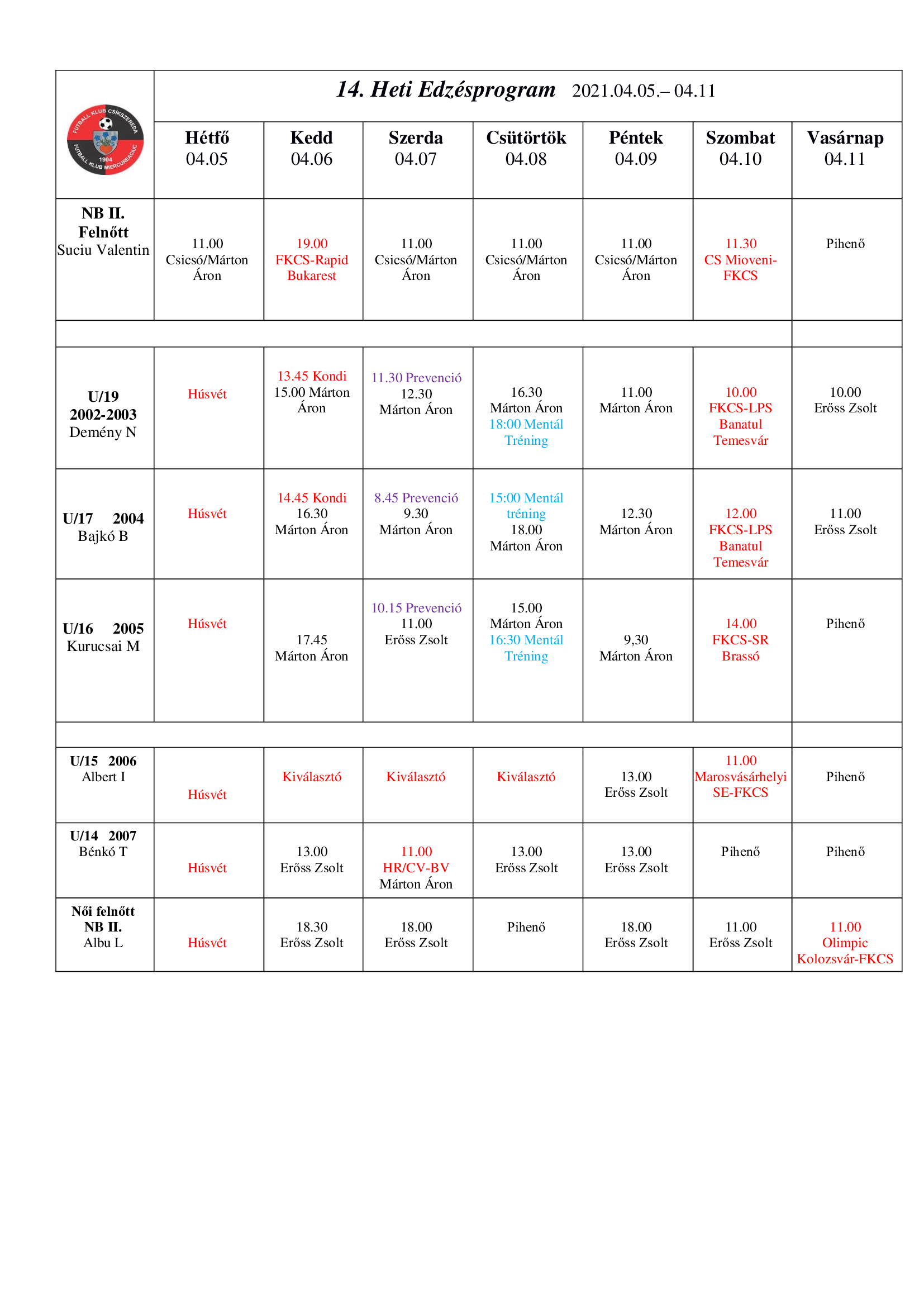 Heti program