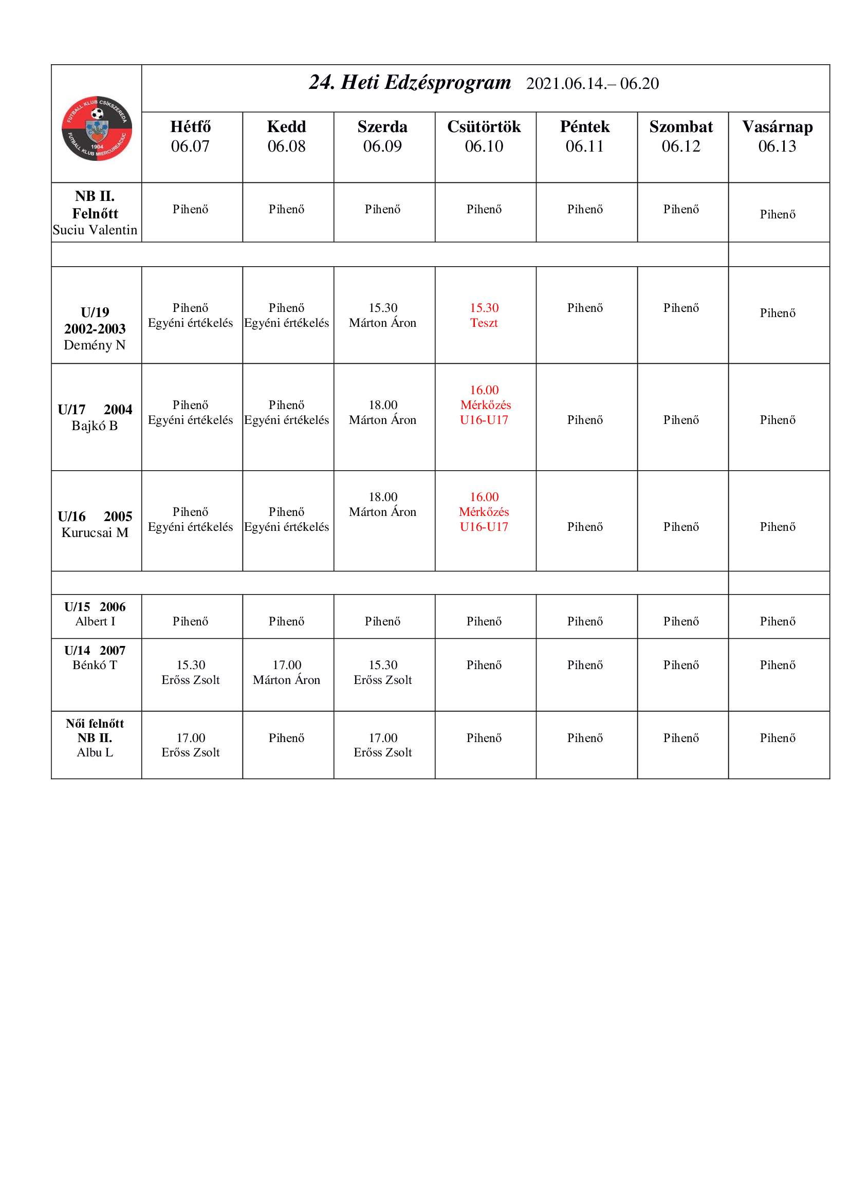 Heti program