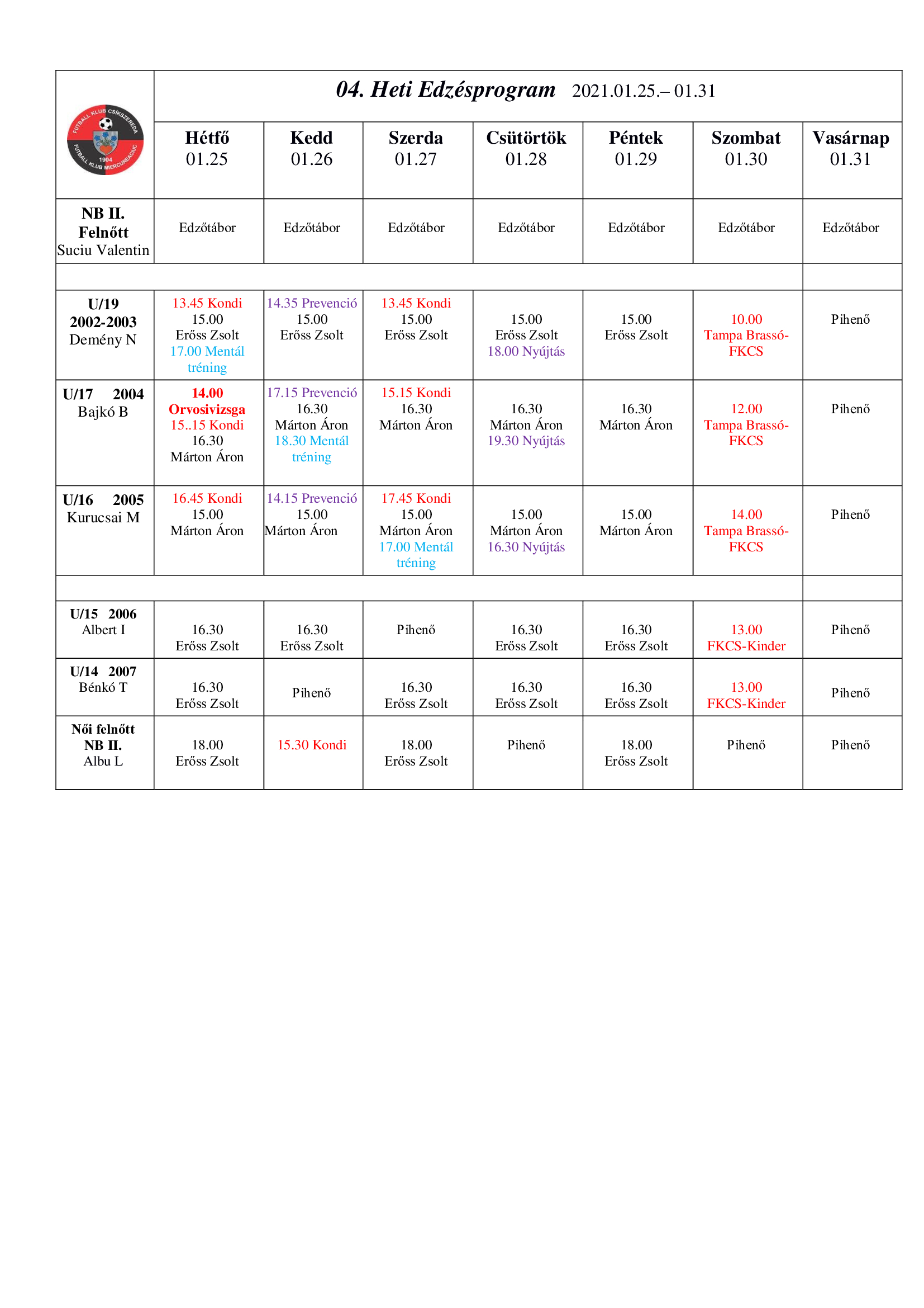 Heti program