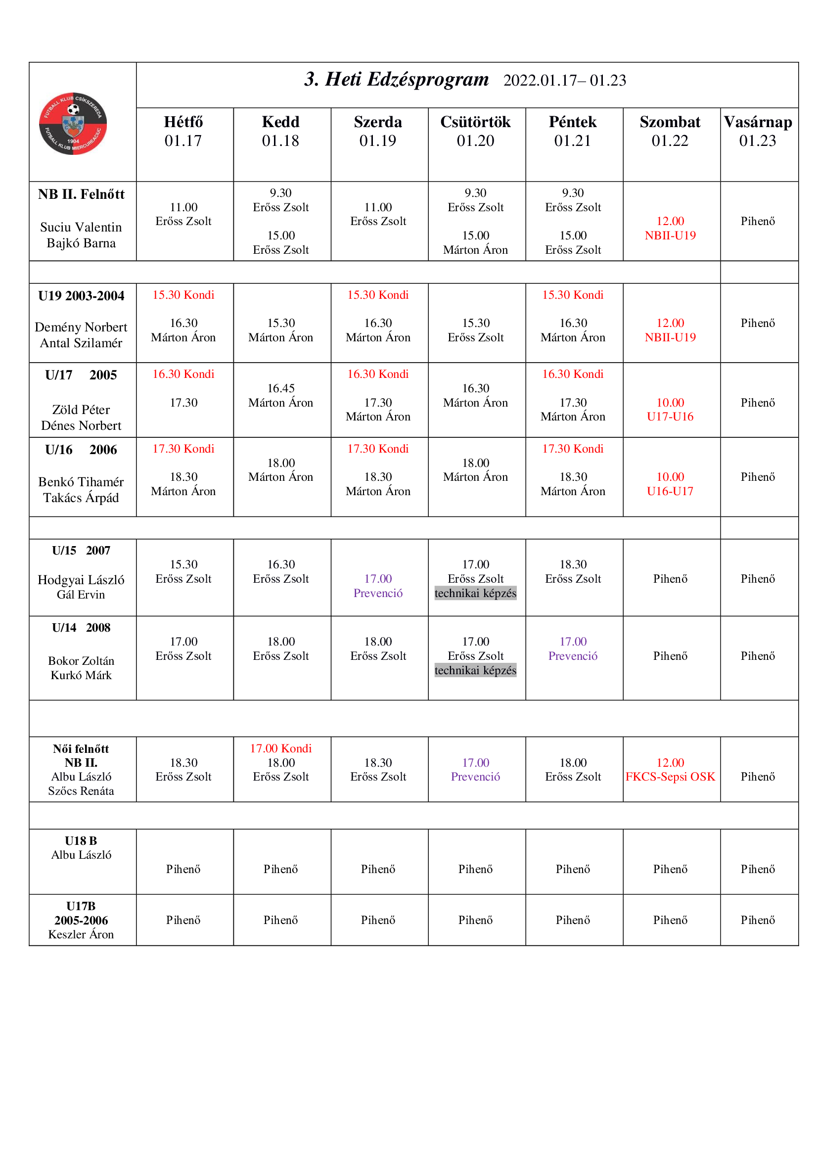Heti program