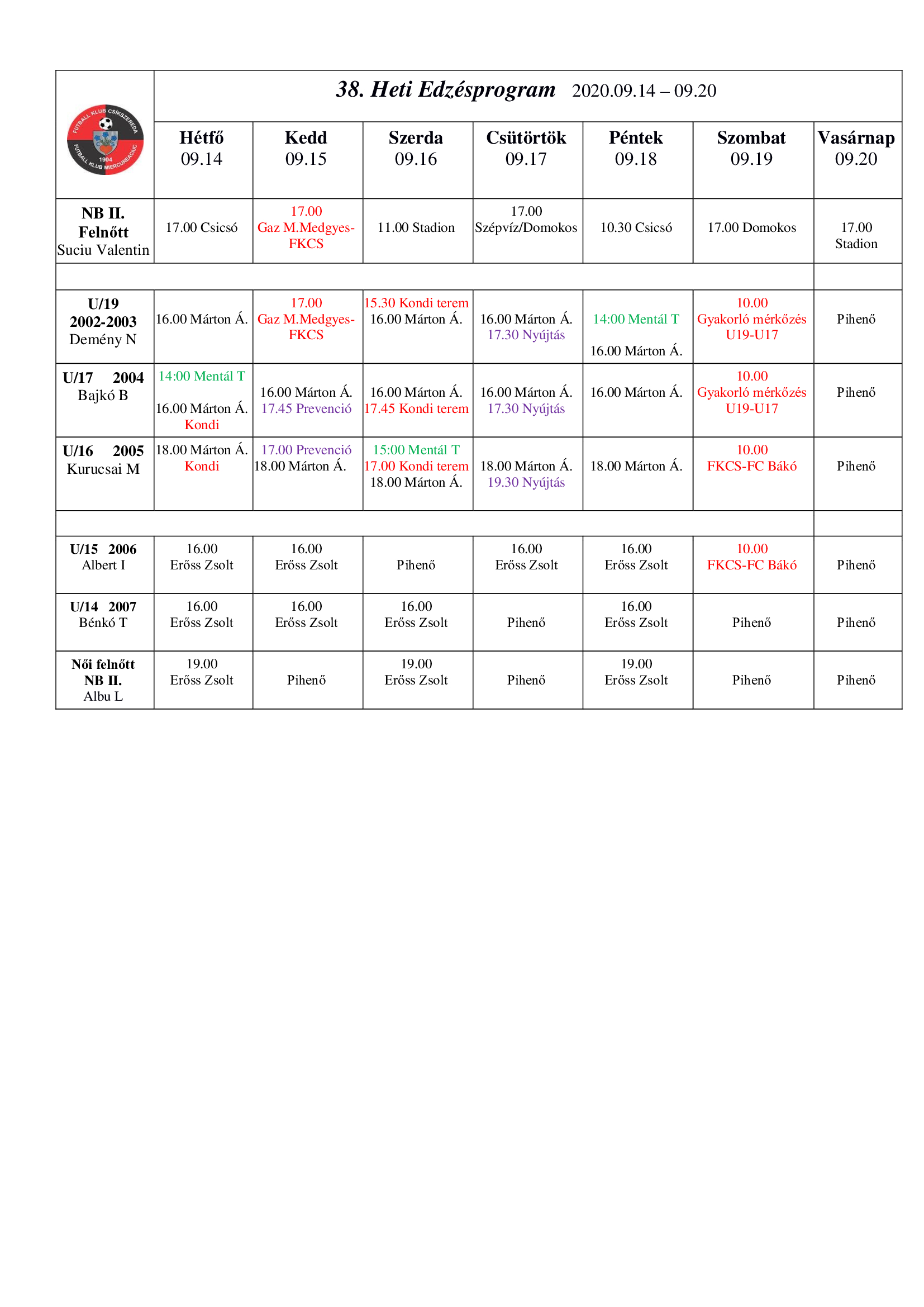 Heti program