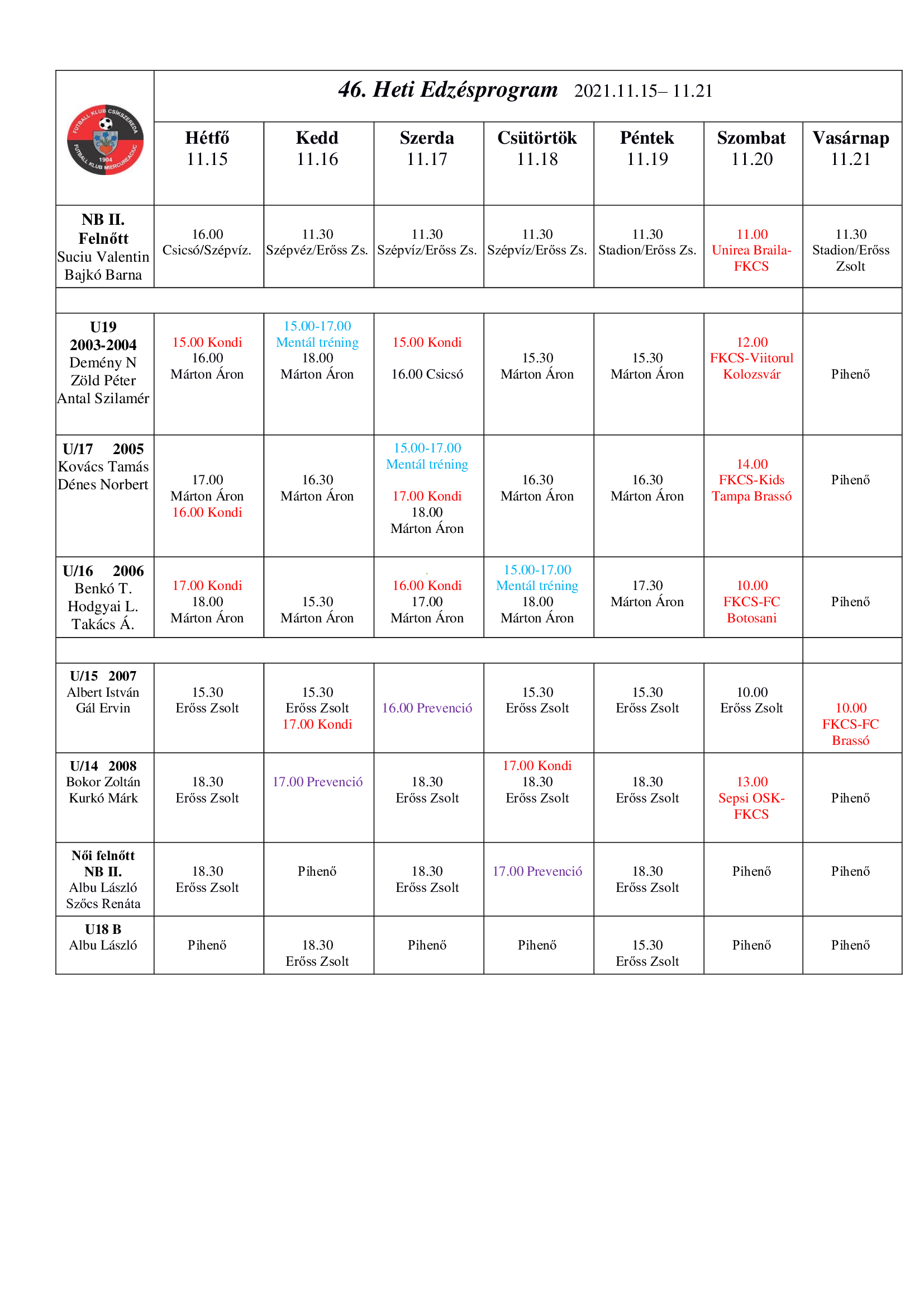 Heti program