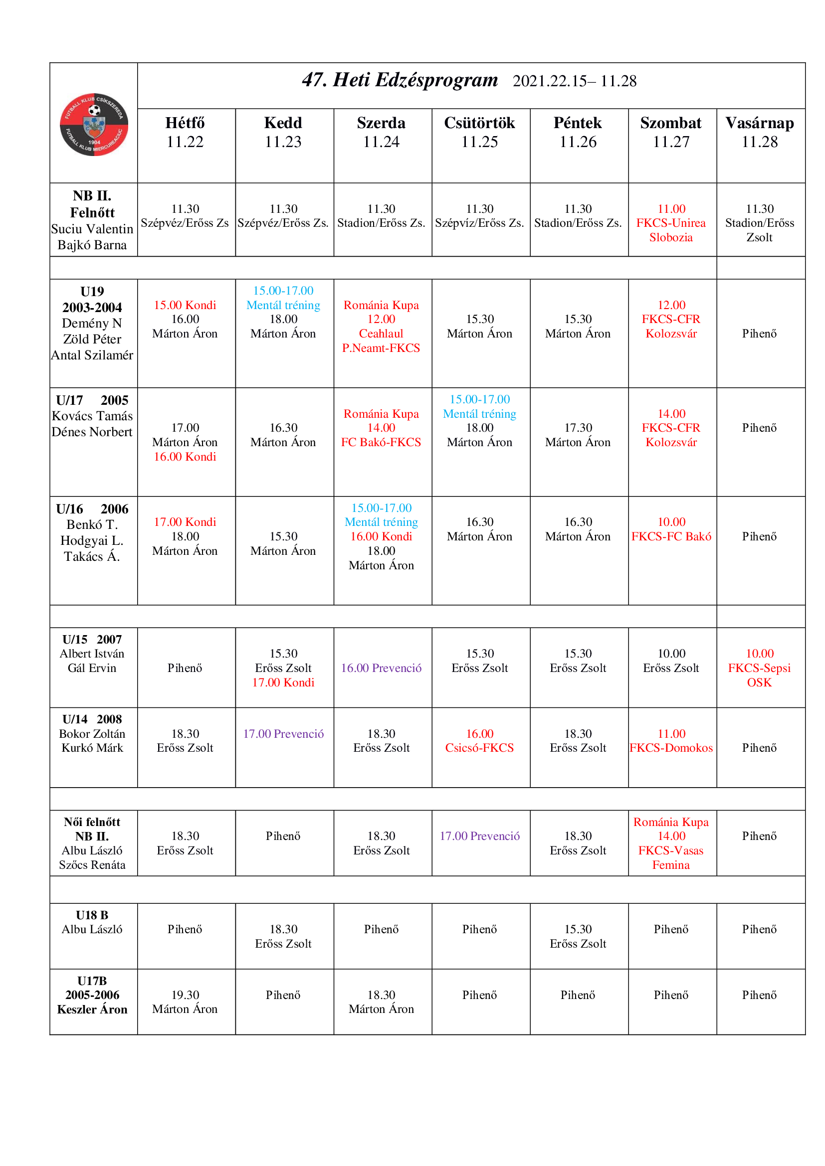 Heti program