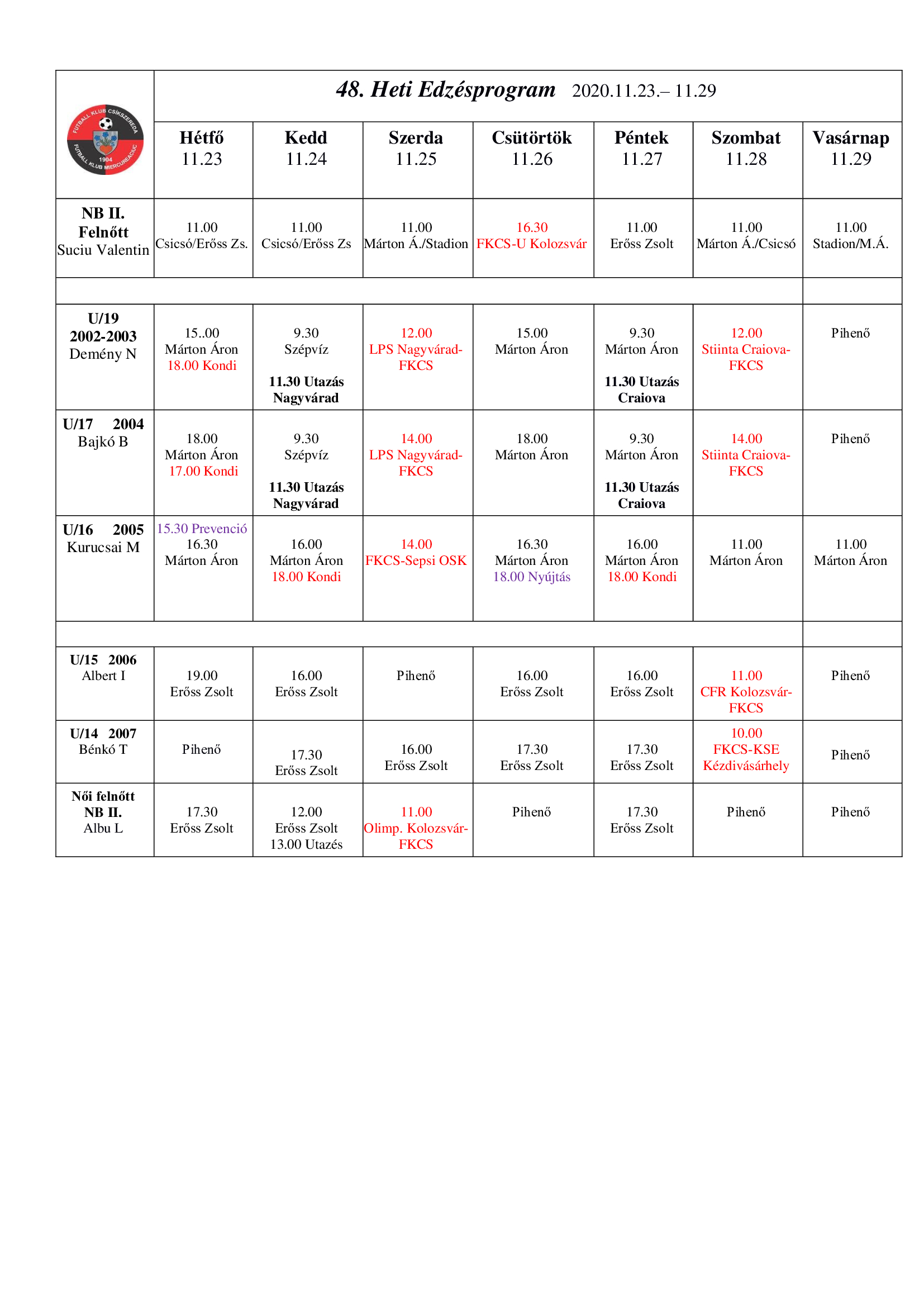 Heti program