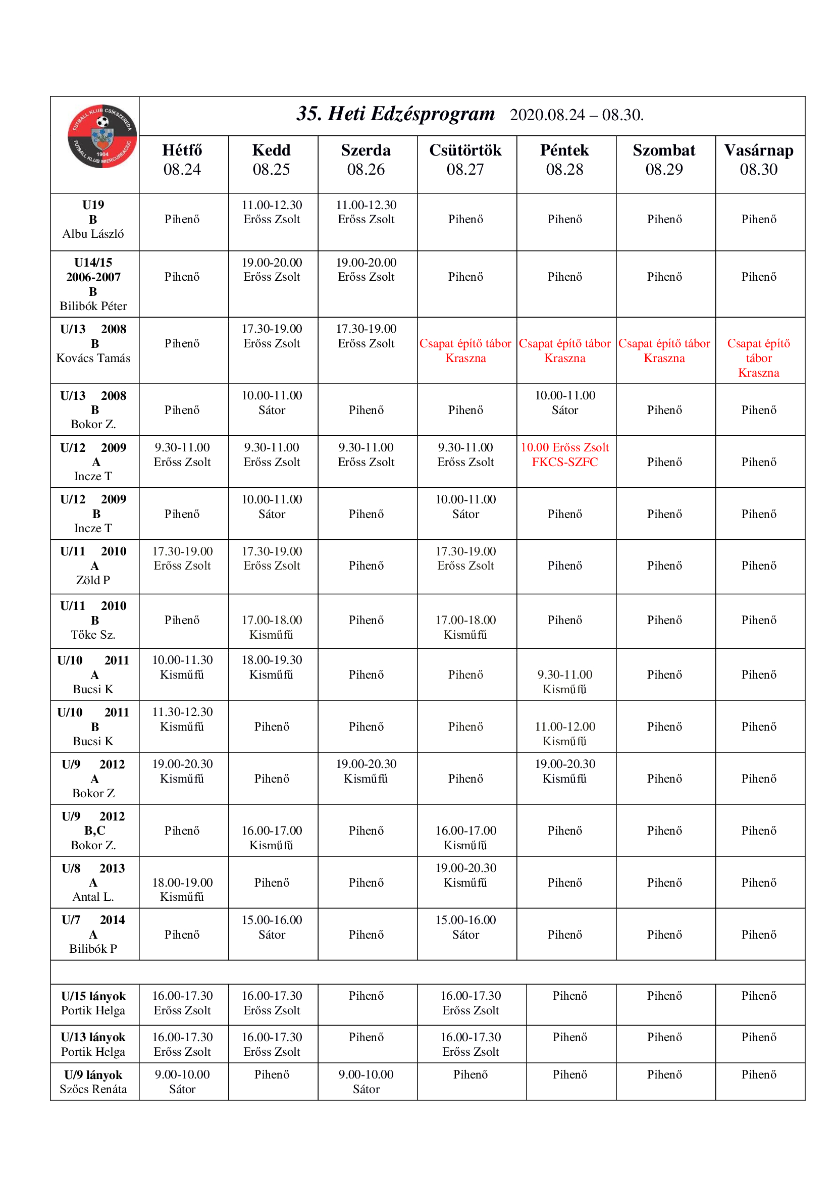 Heti program