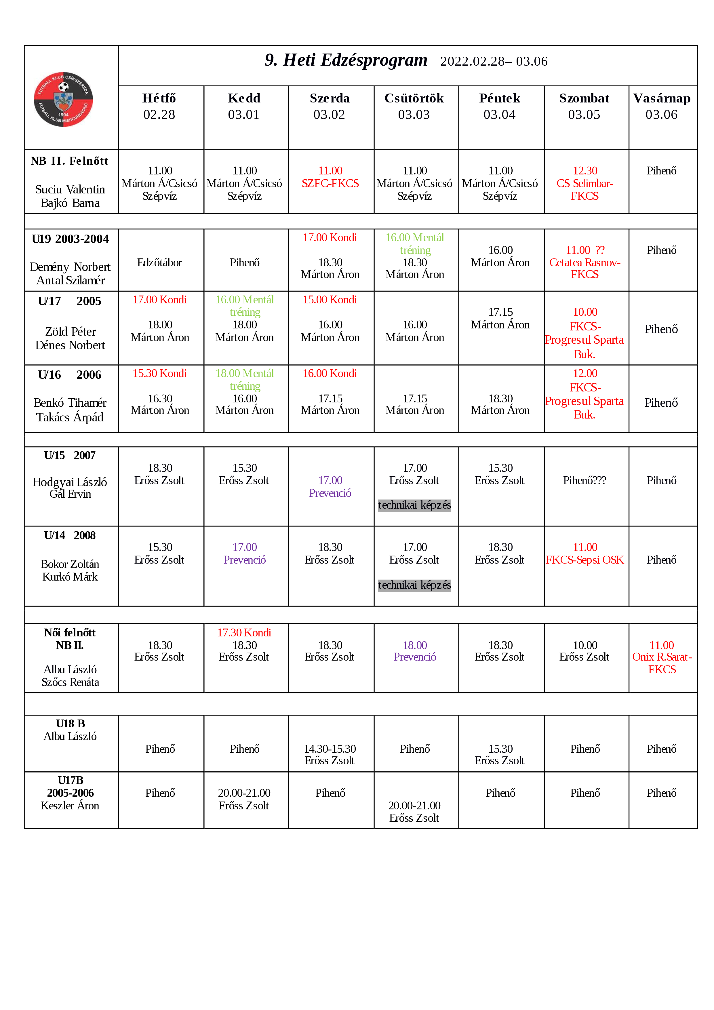 Heti program