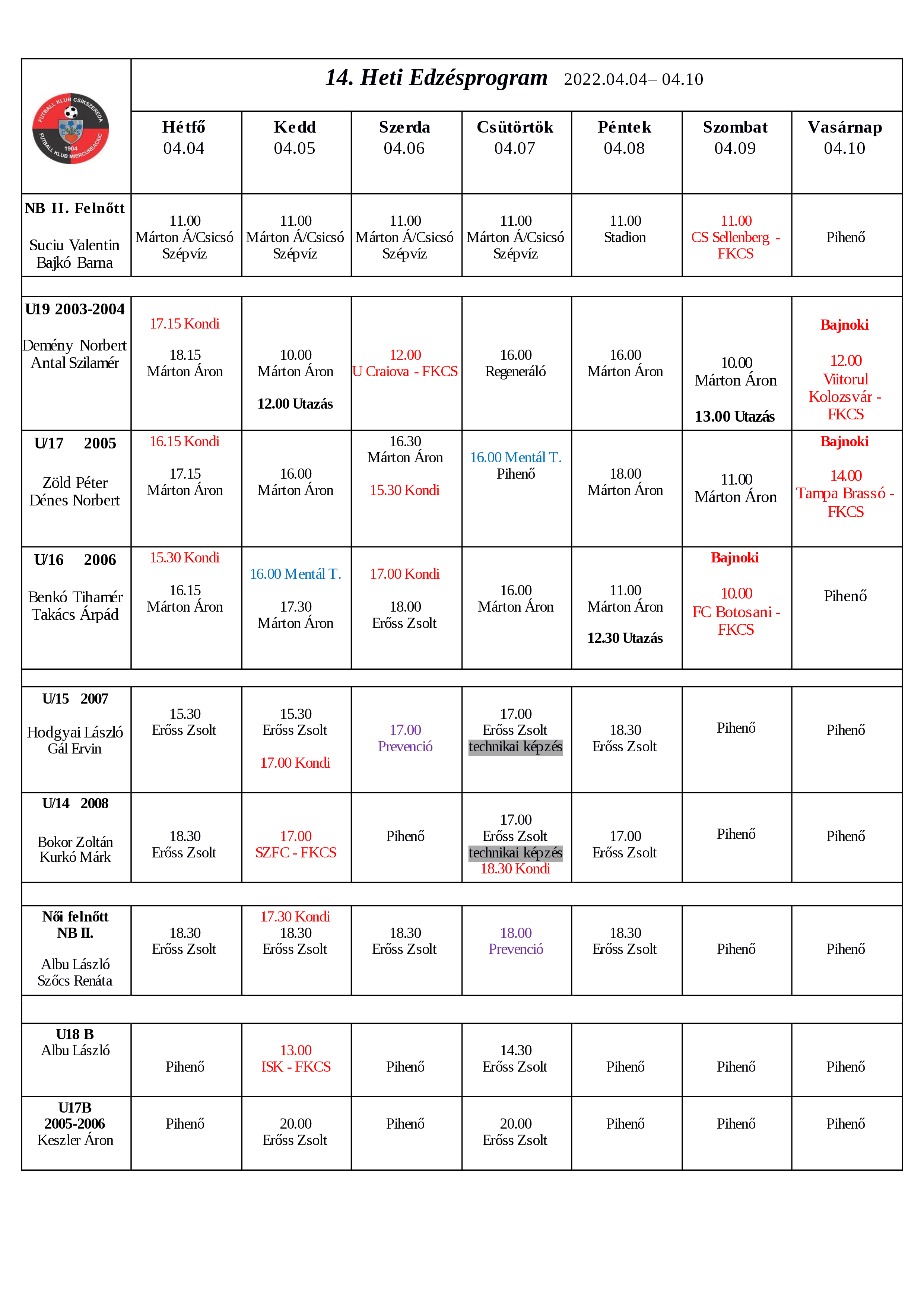 Heti program