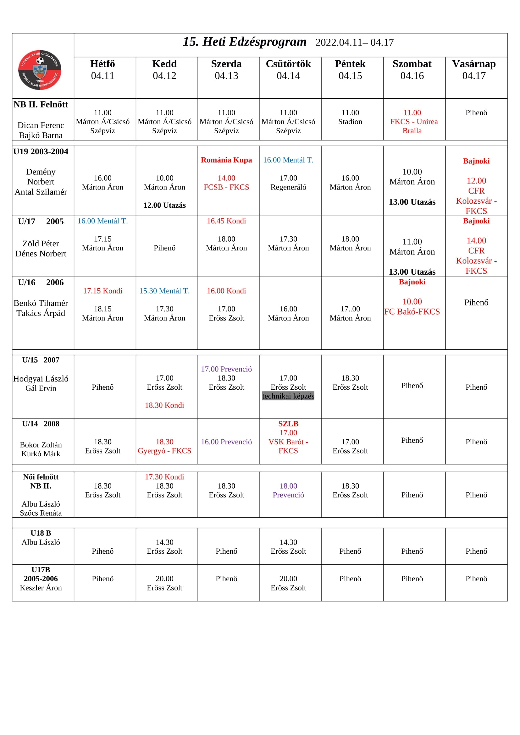 Heti program