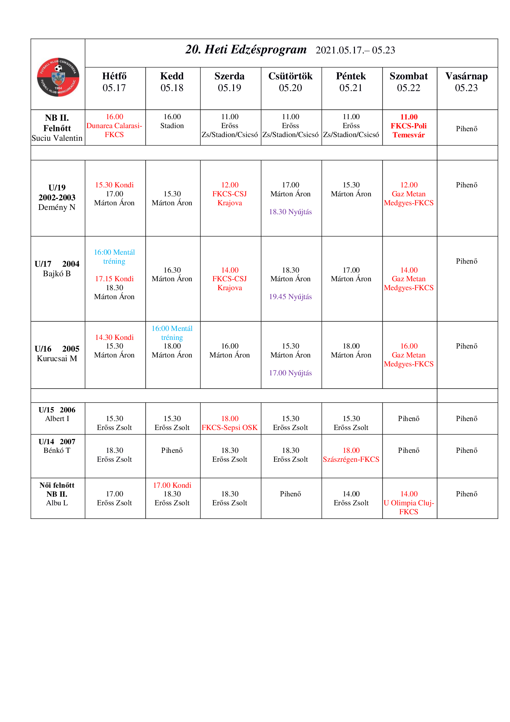 Heti program