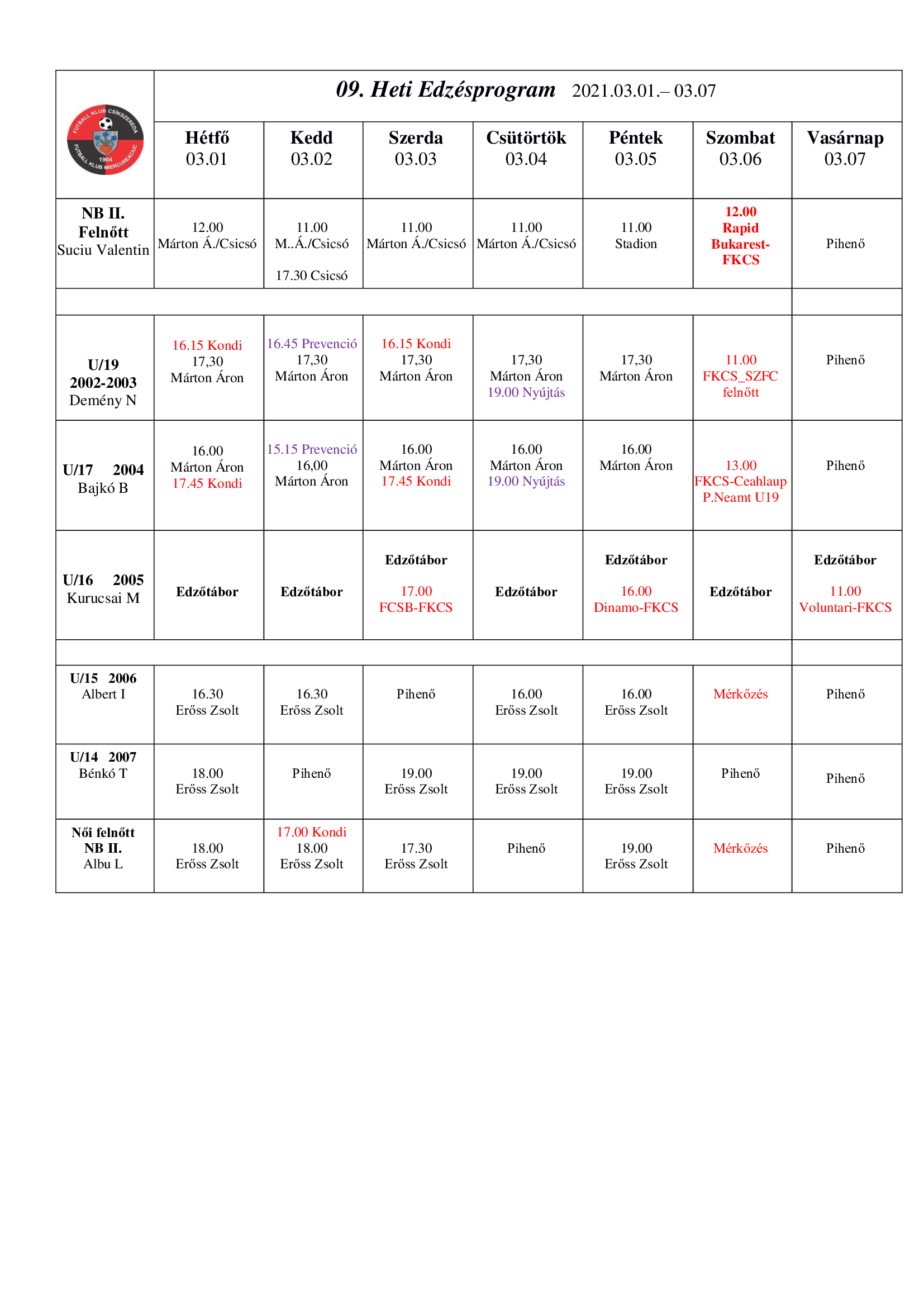 Heti program