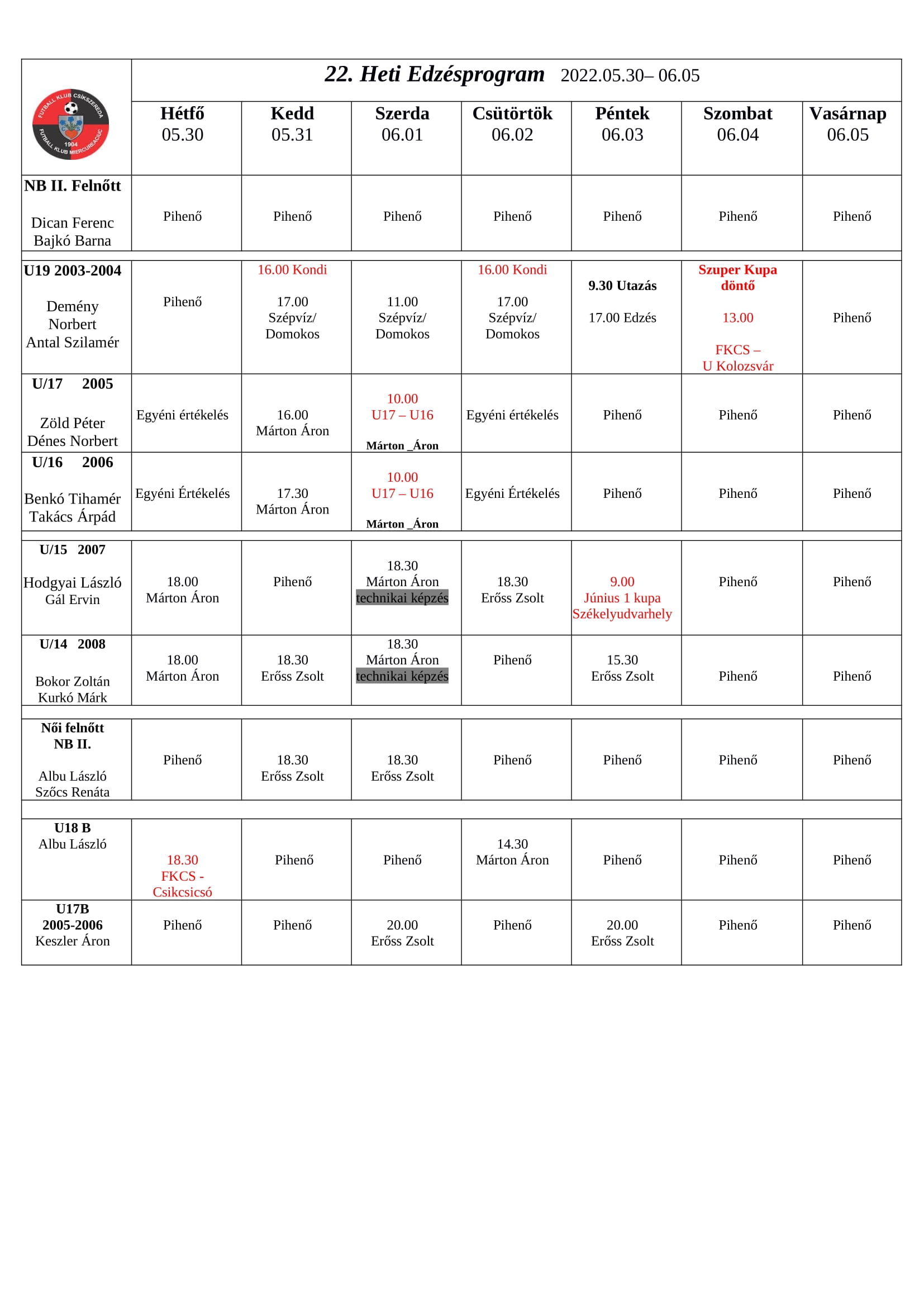 Heti program