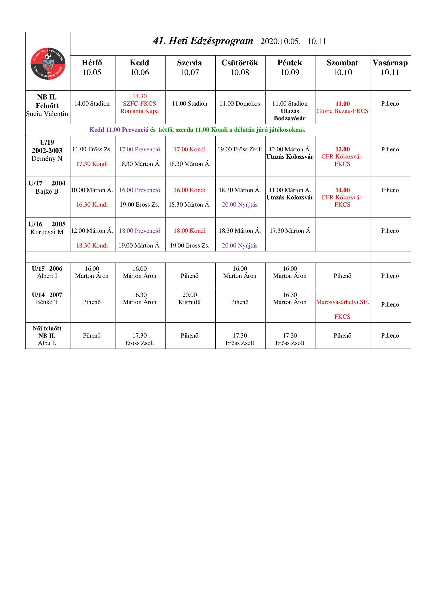 Heti program