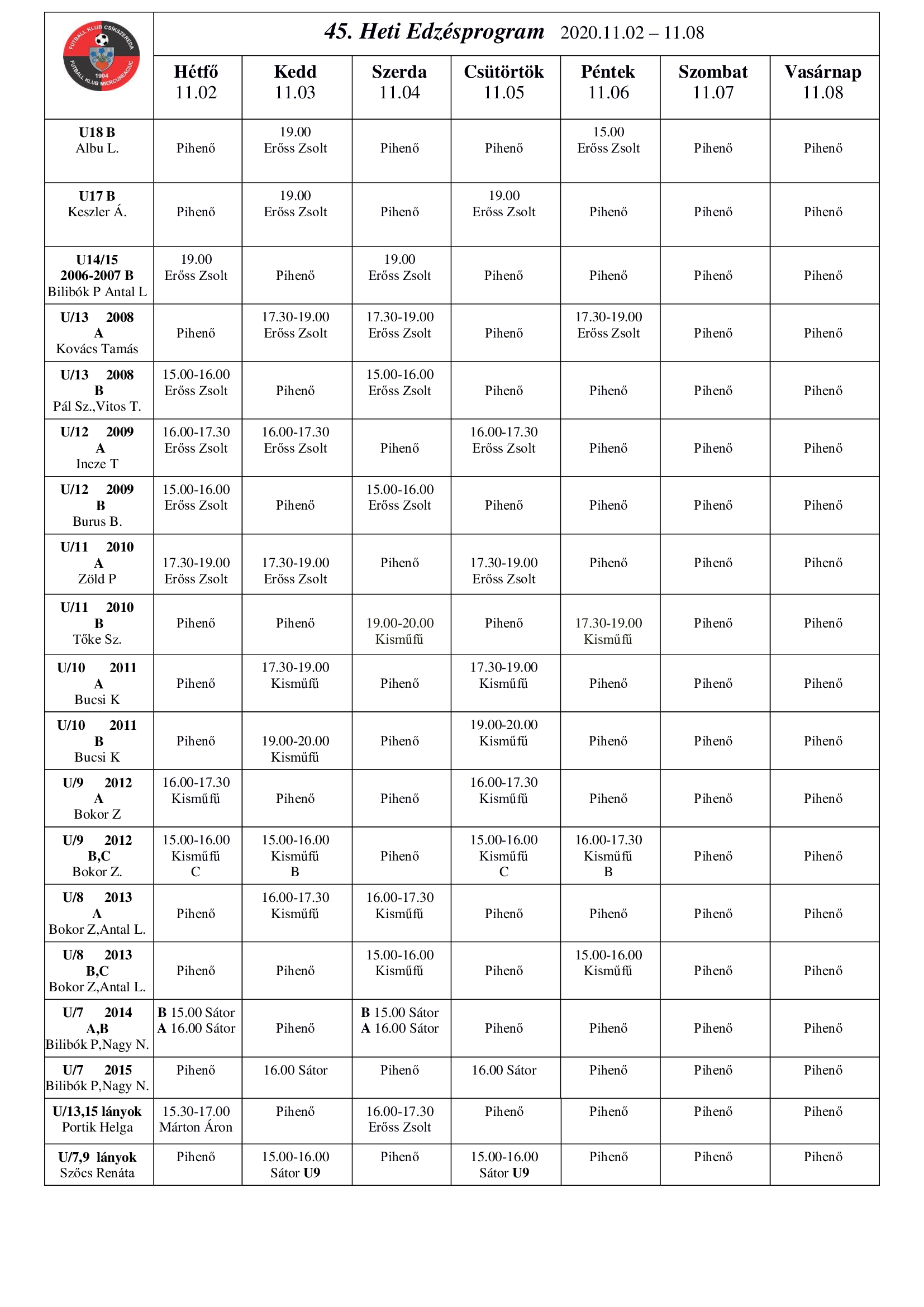 Heti program