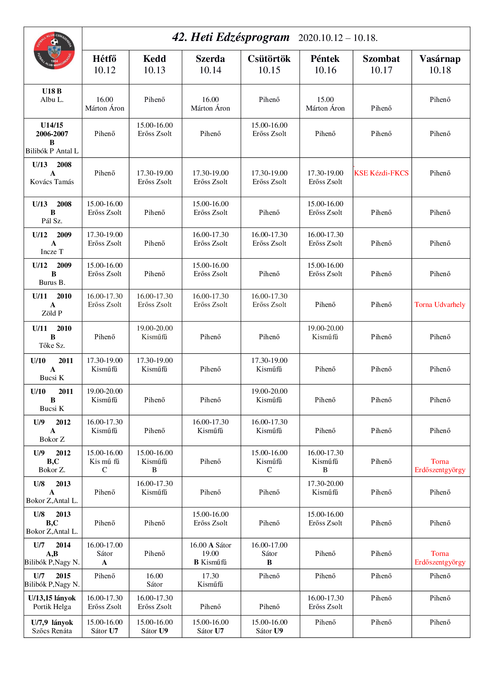 Heti program