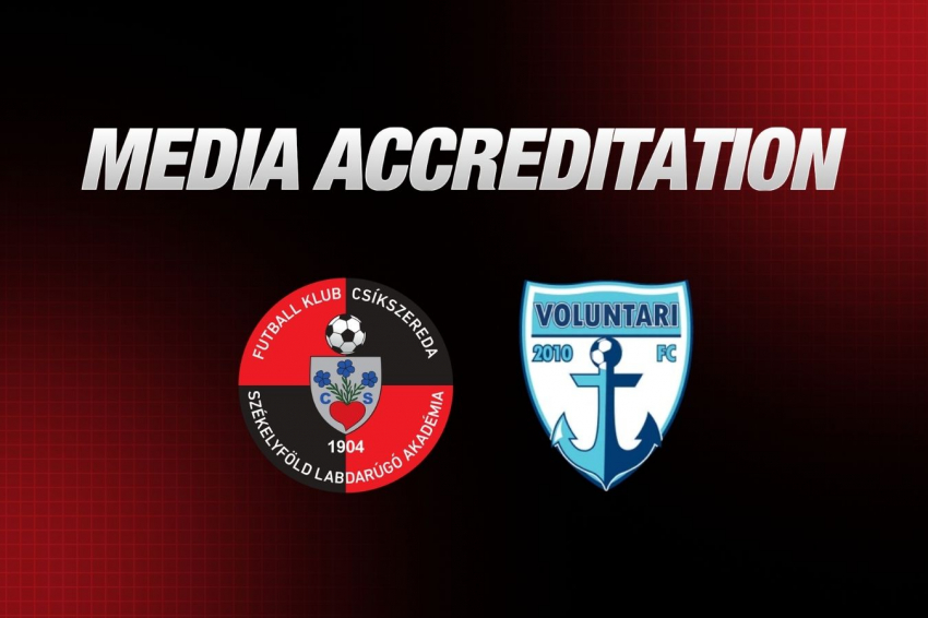 Sajtóakkreditáció az FK Csíkszereda–FC Voluntari mérkőzésre