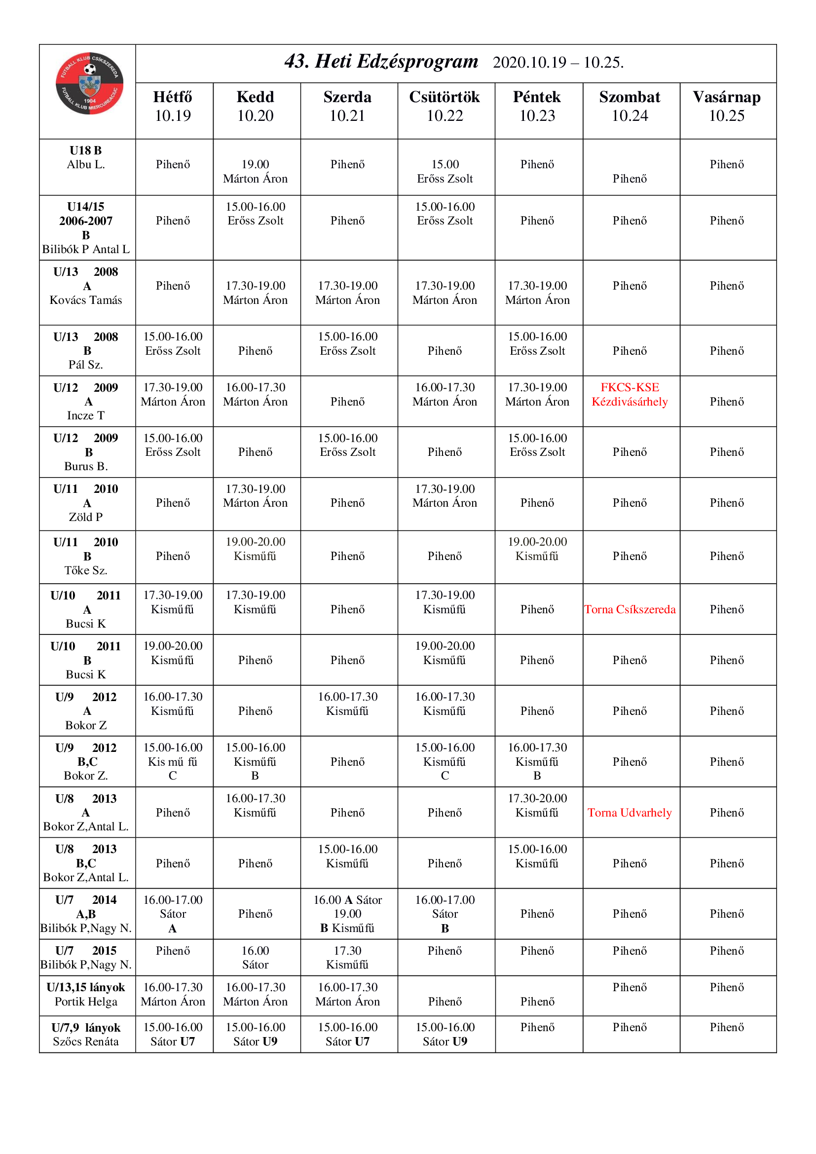 Heti program